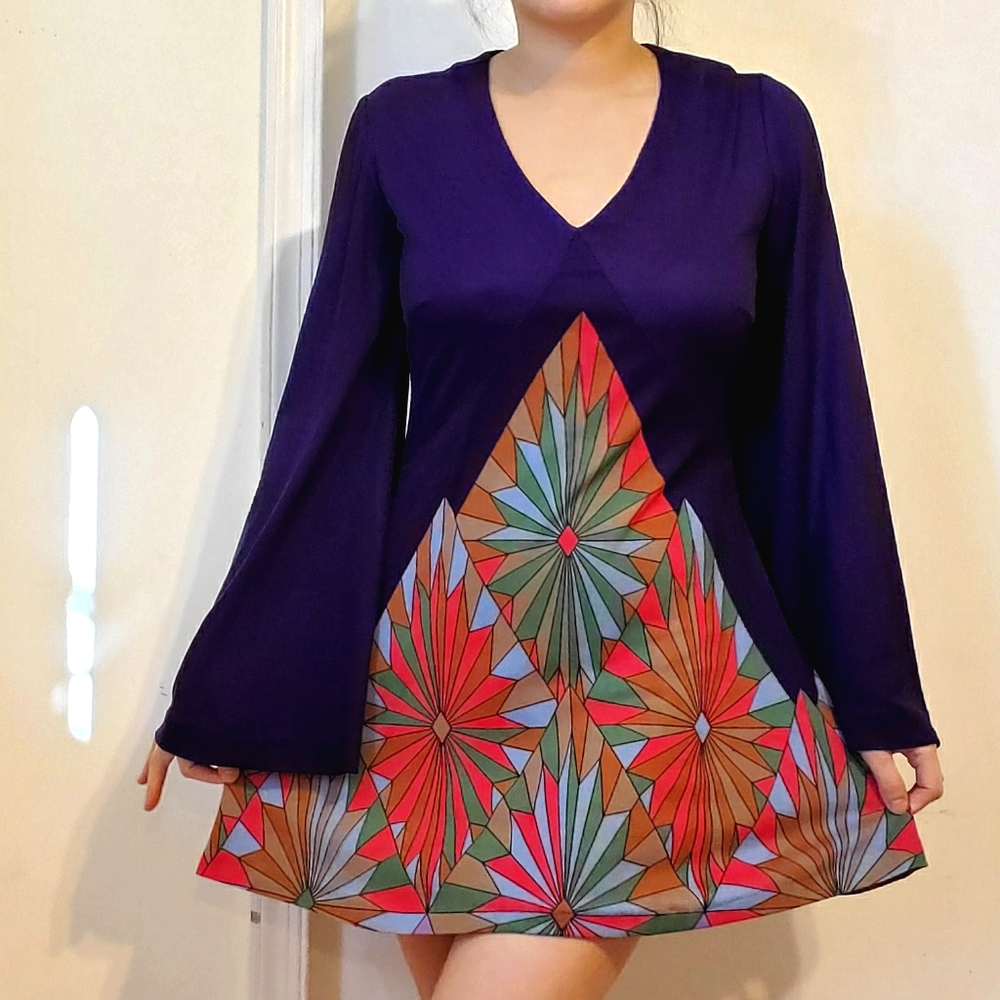 Vintage Art Deco Print Dress